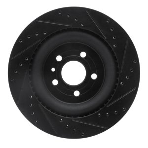 Ford Police Interceptor Sedan Brake Rotor (1) - Front Left - R1 Concepts - Drilled & Slotted - Black - `13-`19